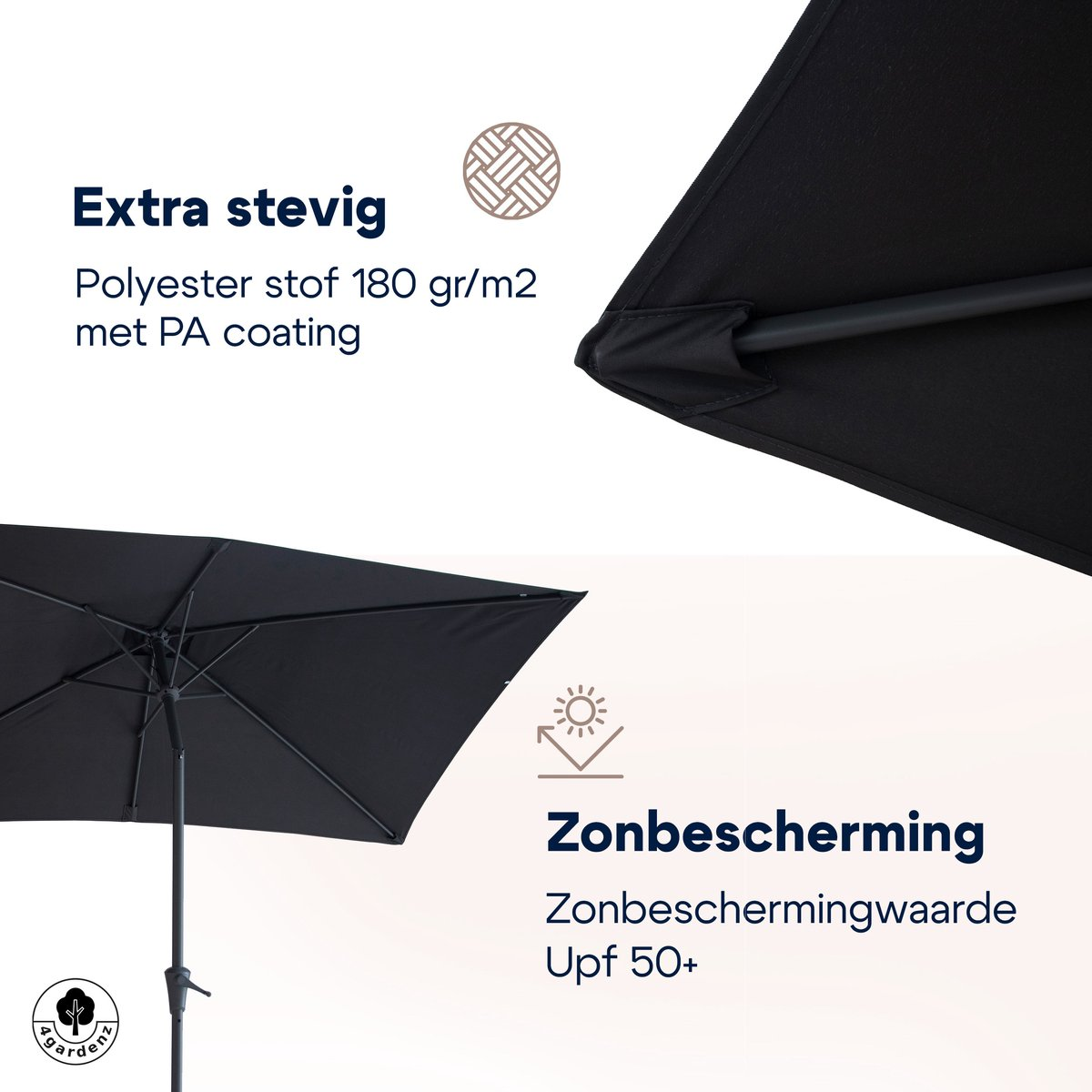Extra stevige polyester stof met PA coating en zonbescherming UPF 50+