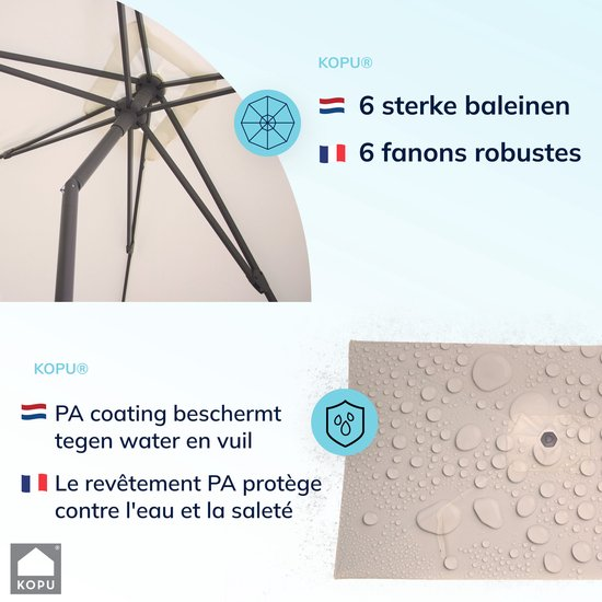 Zes sterke baleinen en PA coating in het Nederlands en Frans