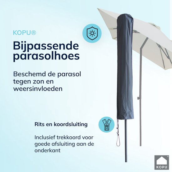 Bijpassende parasolhoes met rits en koordsluiting
